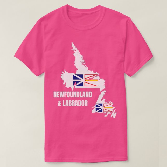 Newfoundland and Labrador Flag Map NL Canada  T-Shirt (Design Front)