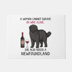 Newfoundland and wine Funny dog Doormat