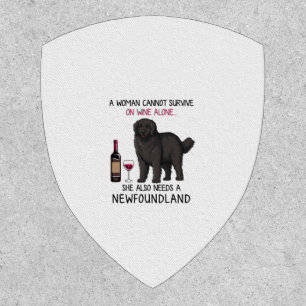 Newfoundland and wine Funny dog Patch