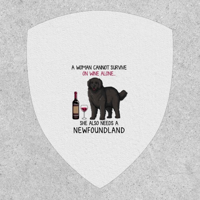 Newfoundland and wine Funny dog  Patch (Front)