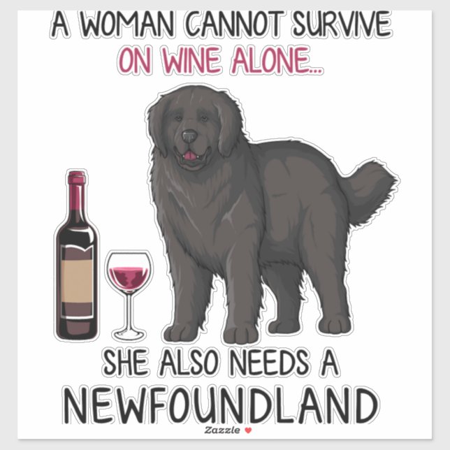 Newfoundland and wine Funny dog  Sticker (Sheet)