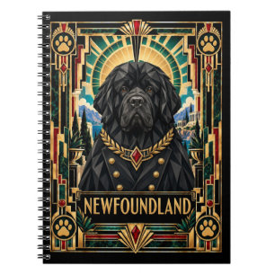 Newfoundland, Art Deco Dog Notebook