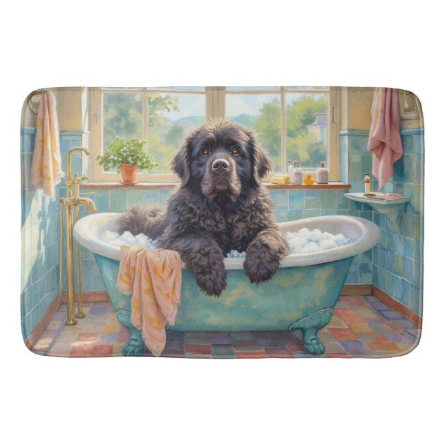 Newfoundland Bath Time Cozy Bathroom Decor Mat (Front)
