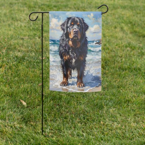 Newfoundland Beach Water Dog Art Garden Flag