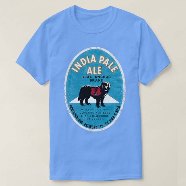 Newfoundland Beer Label Blue Anchor T-Shirt (Design Front)