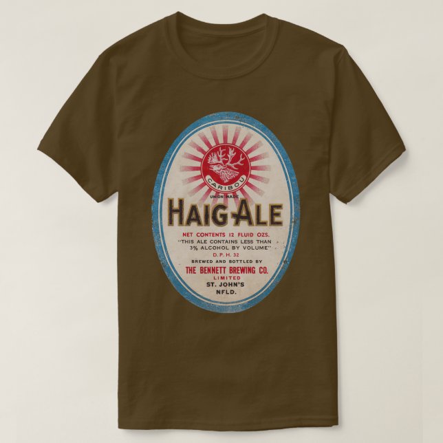 Newfoundland Beer Label Haig Ale T T-Shirt (Design Front)