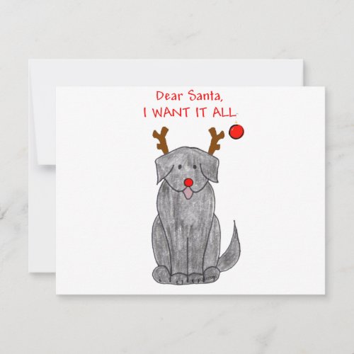 Newfoundland  Black Dear Santa Holiday Card