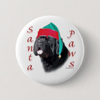 Newfoundland (blk) Santa Paws Pinback Button