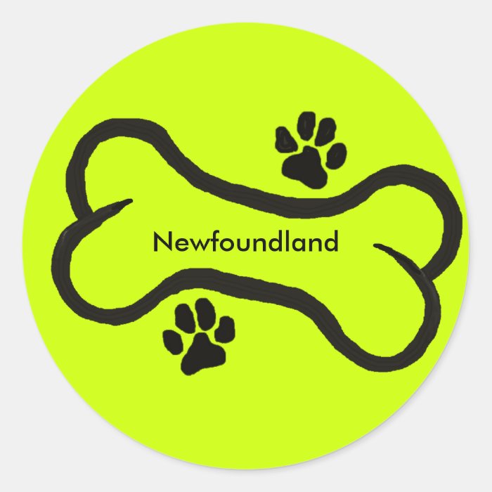 Newfoundland   Bone & Pawprint Design Stickers