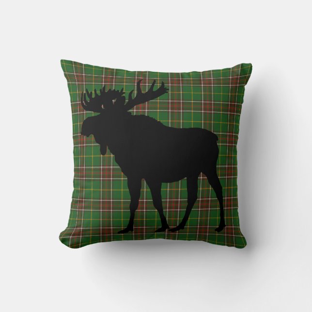 Newfoundland Canada Custom Tartan Moose rustic Throw Pillow (Front)