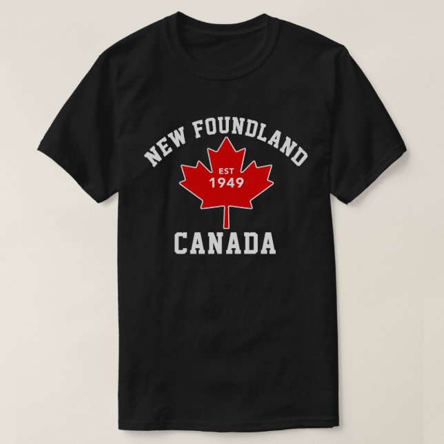 Newfoundland Canada Est.1949 Patriotic T Shirt (Design Front)