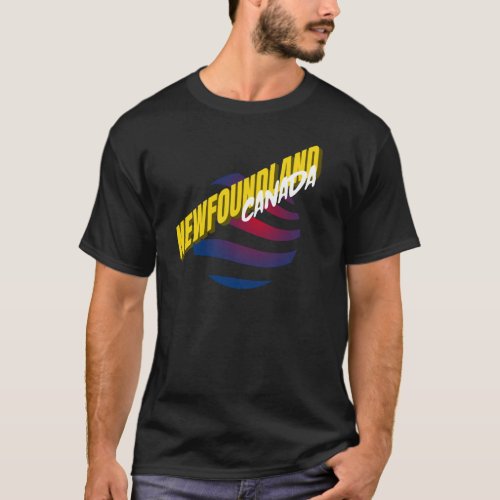 Newfoundland Canada Flag Colors Round Wave Graphic T_Shirt