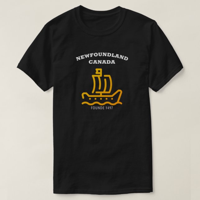 Newfoundland Canada founde 1497 Old Ship T-Shirt (Design Front)