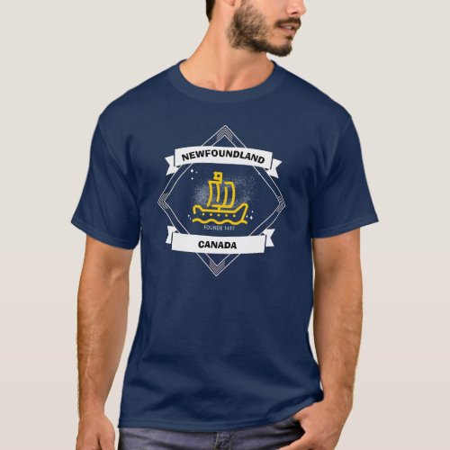 Newfoundland Canada founde 1497 Sailing Ship T_Shirt