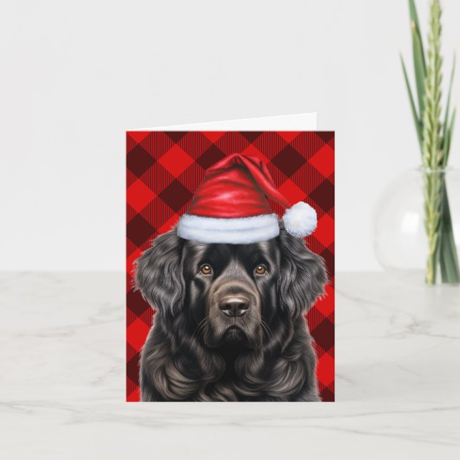 Newfoundland Christmas Dog Holiday Buffalo Plaid (Front)