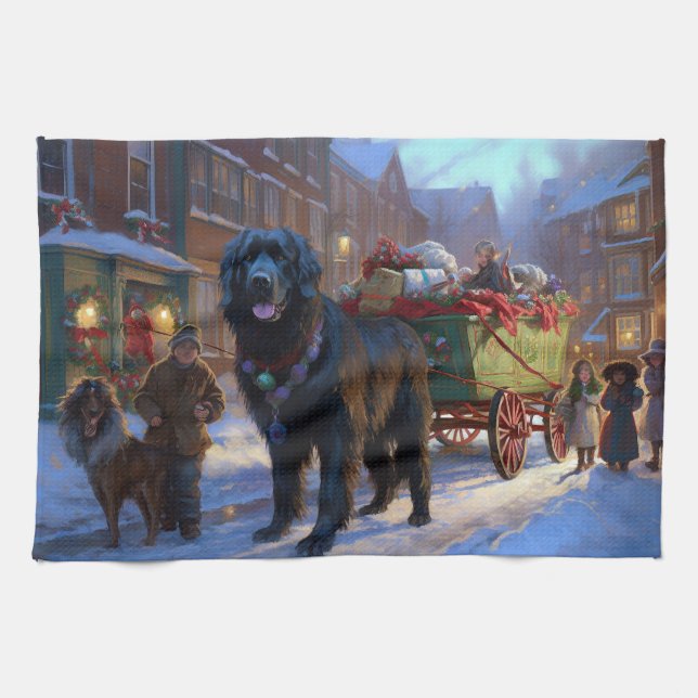 Newfoundland Christmas Festive Season Kitchen Towel (Horizontal)