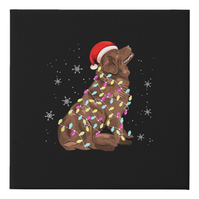 Newfoundland Christmas Light | Funny Dog Lover Faux Canvas Print (Front)