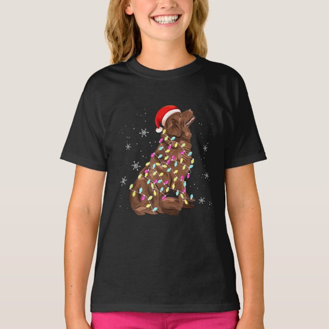 Newfoundland Christmas Light | Funny Dog Lover T-Shirt (Front)