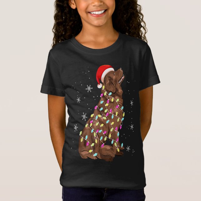 Newfoundland Christmas Light Gift Funny Dog Lover T-Shirt (Front)
