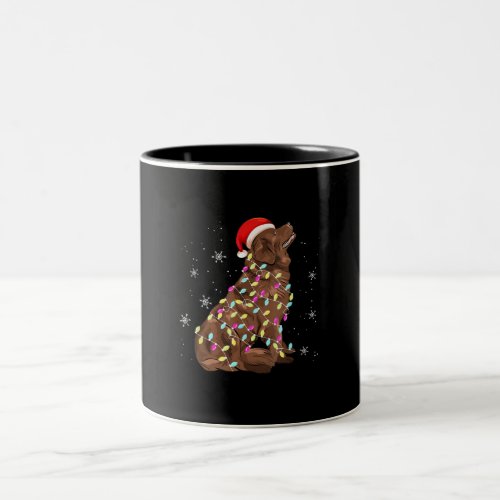 Newfoundland christmas light gift funny dog lover Two_Tone coffee mug