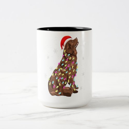 Newfoundland Christmas Light Gift Funny Dog Lover Two_Tone Coffee Mug