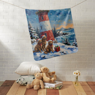 Newfoundland Christmas Lighthouse Holiday Baby Blanket