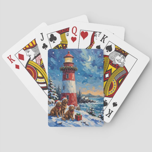 Newfoundland Christmas Lighthouse Holiday Poker Cards (Back)