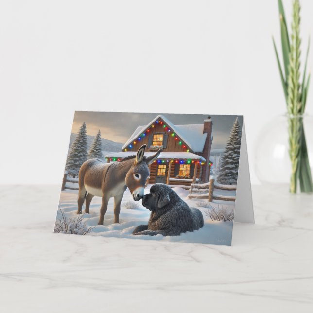 NEWFOUNDLAND CHRISTMAS - ON THE RANCH HOLIDAY CARD (Front)