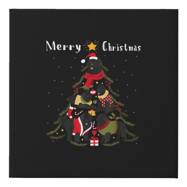 Newfoundland Christmas Tree Xmas Dog Lover Faux Canvas Print (Front)