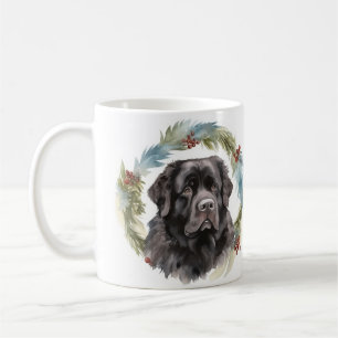 Newfoundland Christmas Wreath Festive Pup  Coffee Mug