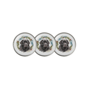 Newfoundland Christmas Wreath Festive Pup Golf Ball Marker