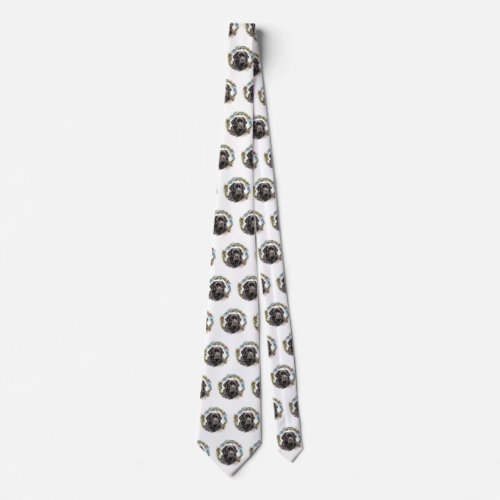 Newfoundland Christmas Wreath Festive Pup  Neck Tie