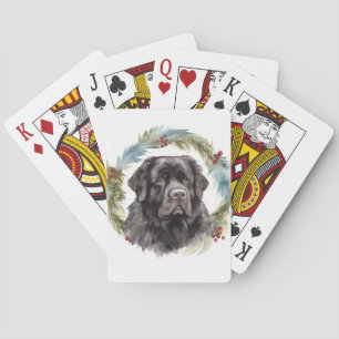 Newfoundland Christmas Wreath Festive Pup Poker Cards