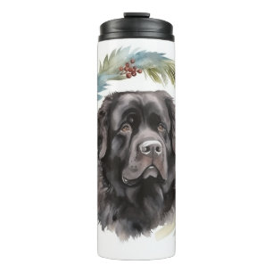 Newfoundland Christmas Wreath Festive Pup Thermal Tumbler