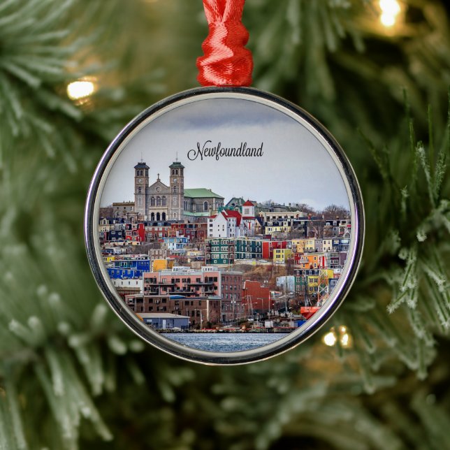 Newfoundland, cityscape photograph, metal ornament (Tree)