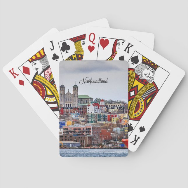 Newfoundland, cityscape photograph, poker cards (Back)