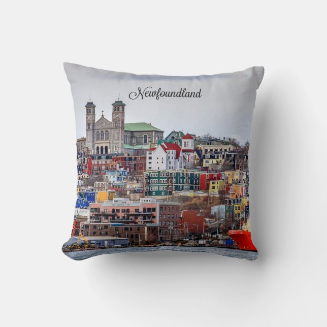 Newfoundland, cityscape throw pillow (Front)