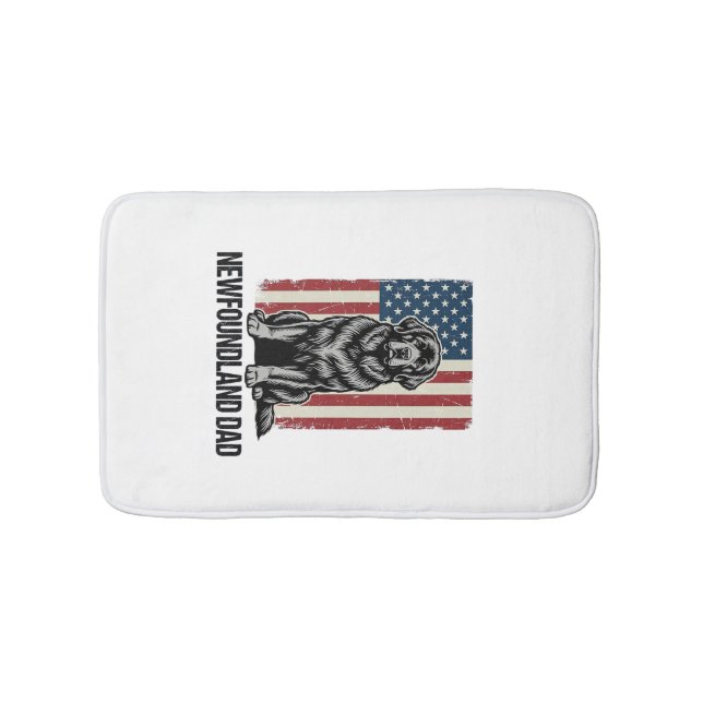 Newfoundland Dad Patriotic Dog Vintage Bath Mat (Front)