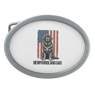 Newfoundland Dad Patriotic Dog Vintage Belt Buckle