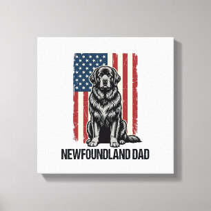 Newfoundland Dad Patriotic Dog Vintage Canvas Print