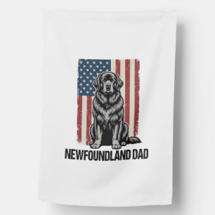 Newfoundland Dad Patriotic Dog Vintage House Flag