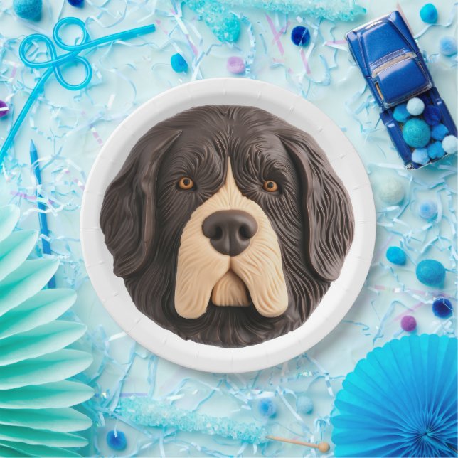 Newfoundland Dog 3D Inspired Paper Plates (Party)