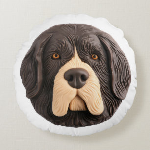 Newfoundland Dog 3D Inspired Round Pillow