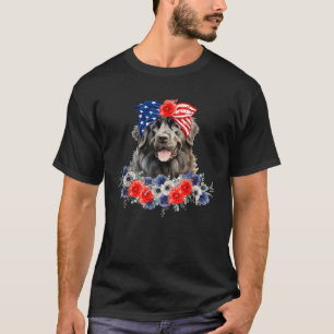 Newfoundland Dog Bandana American Flag 4th Of July T-Shirt