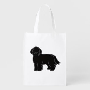 Newfoundland Dog Black Cartoon Grocery Bag