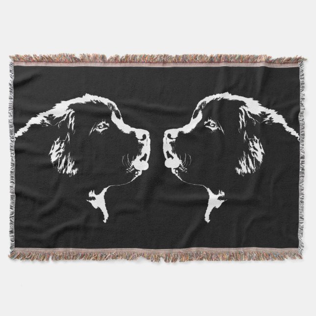 Newfoundland Dog Blanket Puppy Dog Throw Blanket (Front)