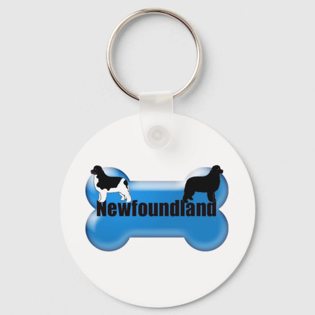 Newfoundland Dog bone Keychain (Front)
