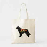 Newfoundland Dog Breed Boho Floral Silhouette