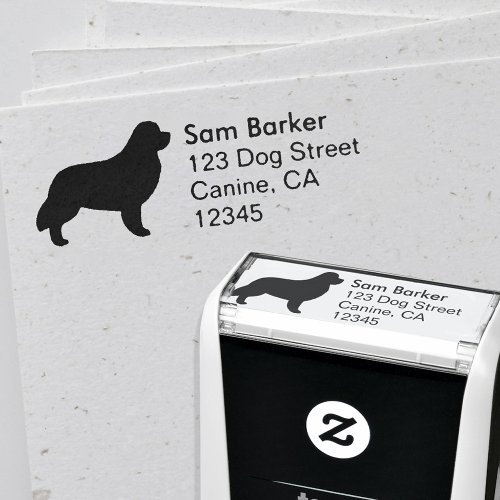 Newfoundland Dog Breed Silhouette Return Address Self_inking Stamp