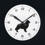 Newfoundland Dog Breed Silhouette Round Clock<br><div class="desc">A fun Newfoundland wall clock for home or office. Makes an original gift for Newf lovers. Check out Jenn’s Doodle World for even more decorative clocks and dog themed home decor.</div>